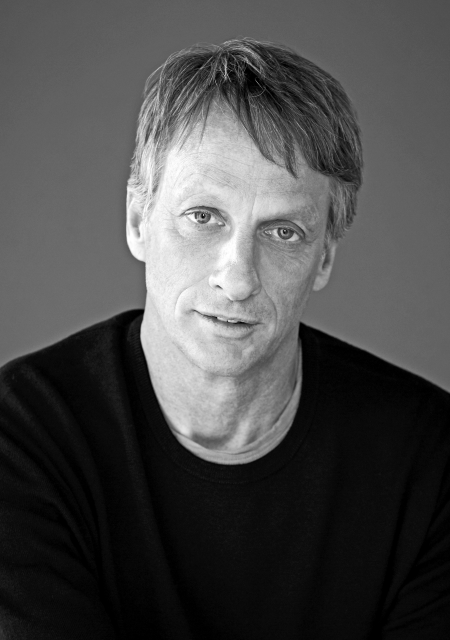 Headshot of Tony Hawk with a vaguely subdued expression.