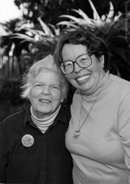 Phyllis Lyon & Del Martin pose happily together.