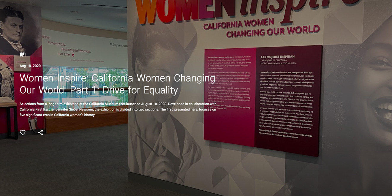 A screenshot from the Women Inspire online exhibit.